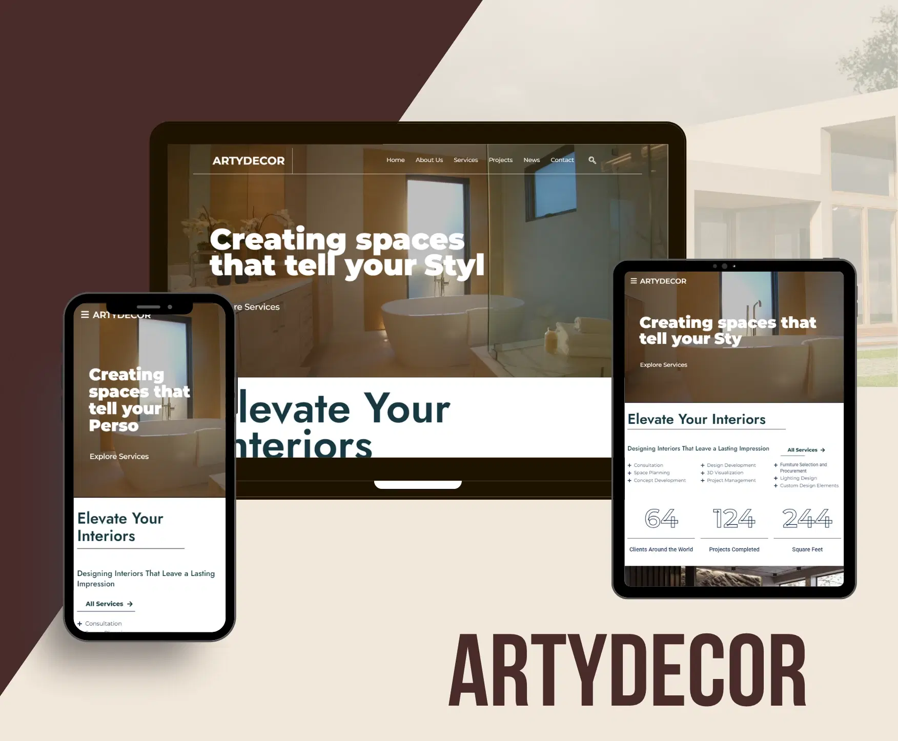 Artydecor Interior Design Website portfolio - Nextupgrad