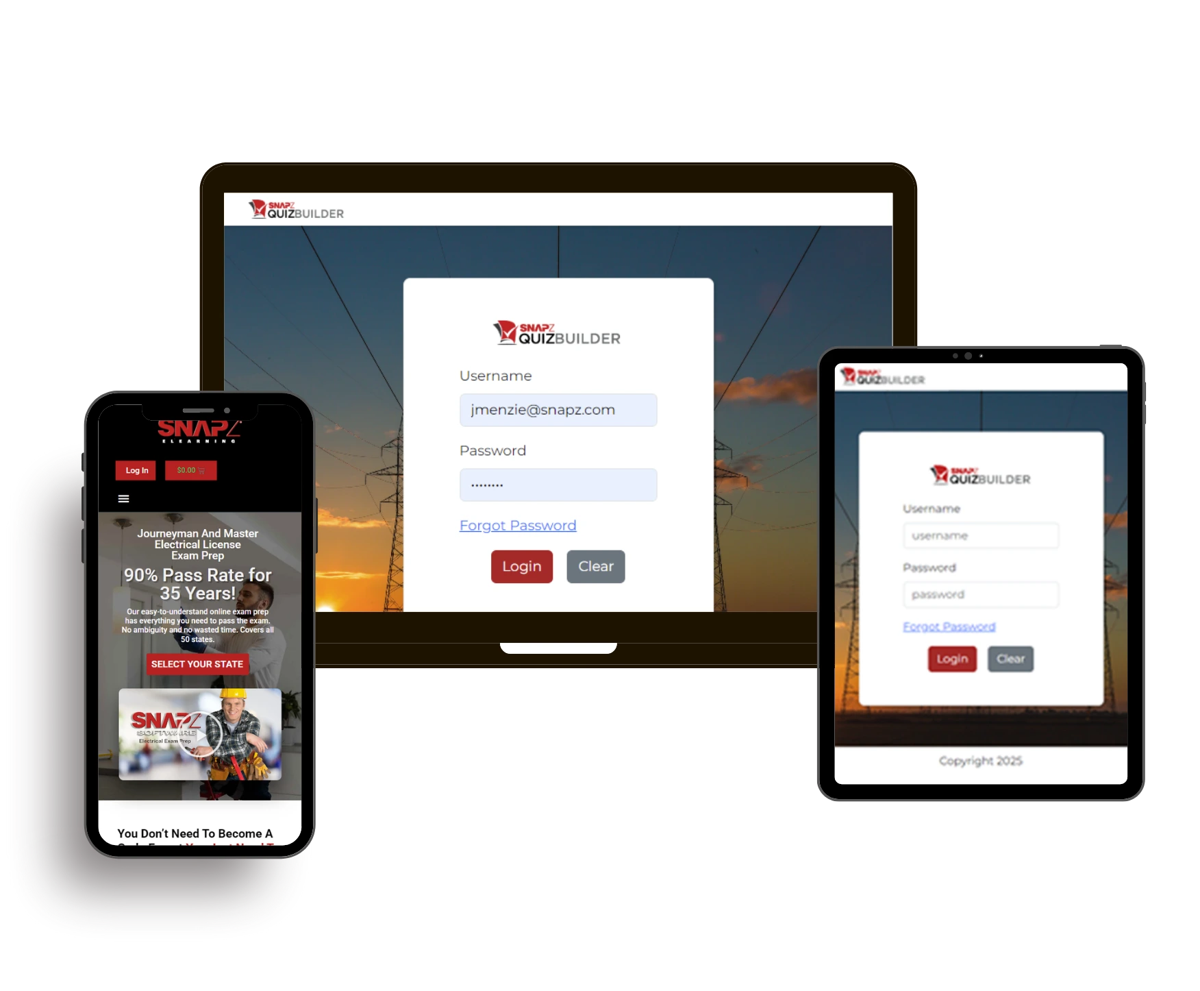 E-Learning Snapz Quiz Builder web app portfolio - Nextupgrad