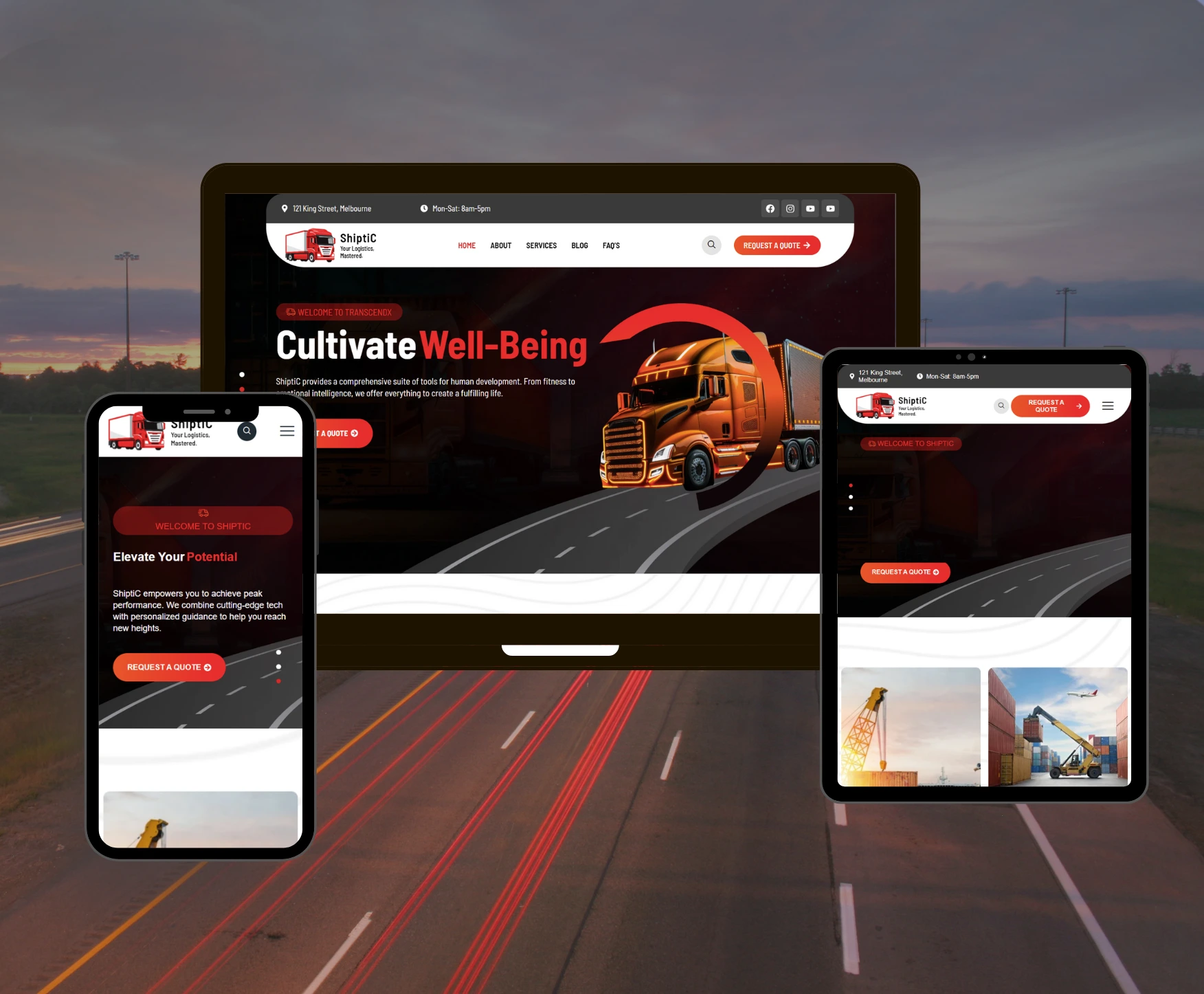Shiptic Transport & Logistics Website portfolio - Nextupgrad